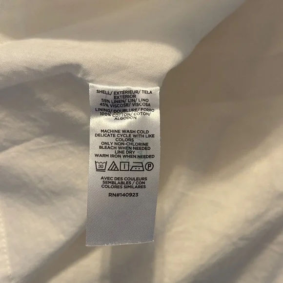 LOFT Cream Shirred Linen-Blend Button Midi Dress - Picture 5 of 5